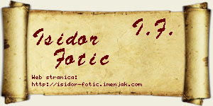 Isidor Fotić vizit kartica